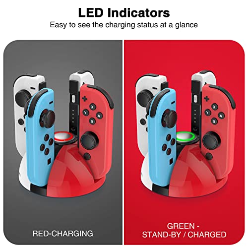 HEIYING Switch Controllers Charging Dock for Nintendo Switch/Switch OLED Joy-Con Controller, Switch Joy-Con Charging Dock with LED Indicator.