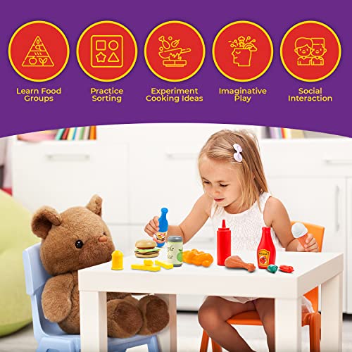 ToyVelt 70-Piece Play Food Sets for Kids Kitchen, BPA Free Toy Food, Ideal Kitchen Playset Gift for Christmas, Birthday, Safe Toddler Play Kitchen, Durable, Round Edges