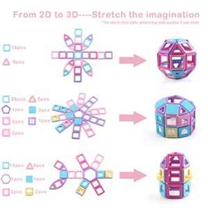 AOMIKS Magnetic Tiles 199 PCS Mini Magnetic Building Blocks for Girls & Boys Birthday Gift 3D STEM Educational Learning Creativity Toys for Kids Ages 3 4 5 6 7 8 Years Old