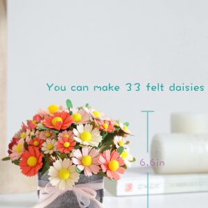 DIY Felt Flower Art Craft Kit,DIY Felt Daisy Bouquet Kit, Floral Gifts,Beginner Craft Kit,Arrange Pre-Cut Felt Flowers and Foliage