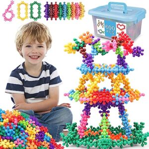 neoact 600 pcs building blocks connect toys,interlocking solid plastic educational toys sets for preschool kids boys and girls aged 3+, promote fine motor skills and sensory development.