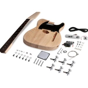 Fistrock DIY Electric Guitar Kit Beginner Kit 6 String Right Handed with Ash Body Hard Maple Neck Rosewood Fingerboard Chrome Hardware Build Your Own Guitar.