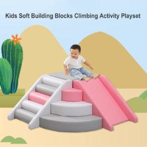 Climbing Blocks Kids Climbing Soft Foam Building Blocks Slide Step Ladder Rainbow Ladder Indoor Activity Playset, for Home Kindergarten Playground