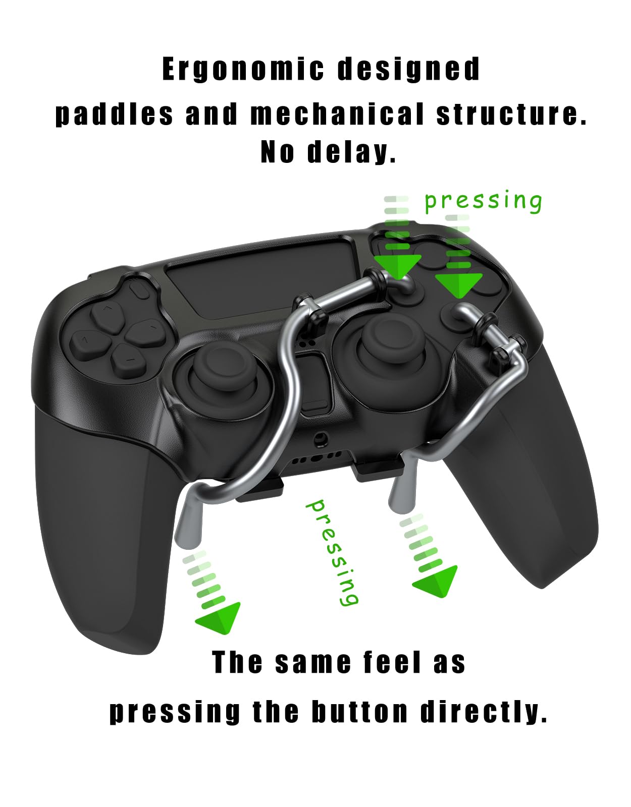 EXknight Leverback FPS Mechanical Paddles Attachment, Back Buttons Gaming Paddles for PS5 Controller (Black)