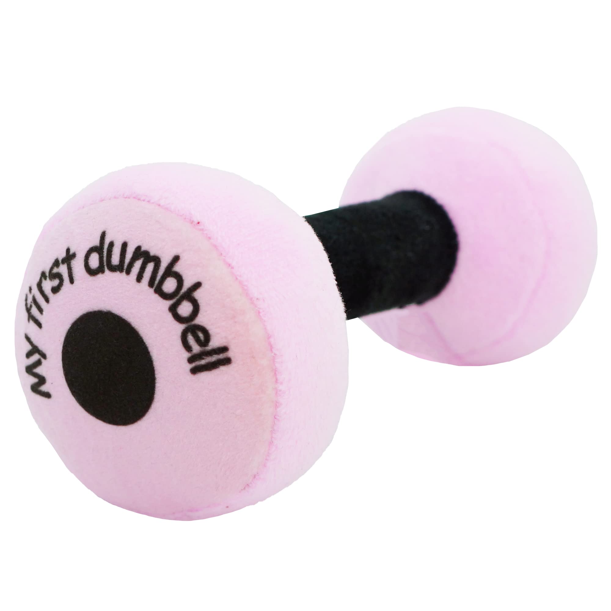 June Garden 6" My First Dumbbell - Plush Baby Rattle Toy - Safe Soft Barbell Workout Toy for Infants Boys and Girls - Pink