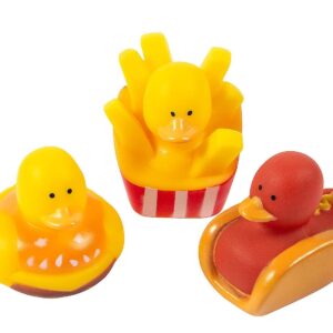 Cool Rubber Ducks (2") Standard Size. (12 Pack) Cute Duck Bath Tub Pool Toys. (Fast Food Rubber Duckies)