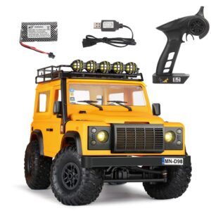 FMTStore MN98 RTR Model 1/12 2.4G 4WD Climbing Rock Crawler Off-Road RC Truck Car Upgrade Parts Land Rover Defender Vehicles Indoor Toys Models for Kids and Adults - Yellow