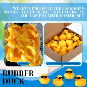 60 Pcs Rubber Duck in Bulk with 60 Sunglasses, Mini Yellow Rubber Duck Gifts Bath Float Bathtub Toys Tiny Ducks for Cruise Holiday Baby Shower Decoration Birthday Party Favors Supplies