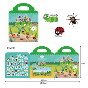 Sticker Books for Kids, Window Clings for Kids Toddlers, Reusable Activity Book Vehicle Insect Ocean Animal for Boys Girls Preschool Educational Travel Toys Birthday Gifts for Kids 3 4