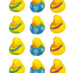 Cool Rubber Ducks (2") Standard Size. (12 Pack) Cute Duck Bath Tub Pool Toys. (Luau Rubber Duckies)