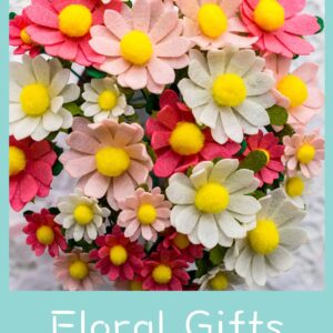 DIY Felt Flower Art Craft Kit,DIY Felt Daisy Bouquet Kit, Floral Gifts,Beginner Craft Kit,Arrange Pre-Cut Felt Flowers and Foliage