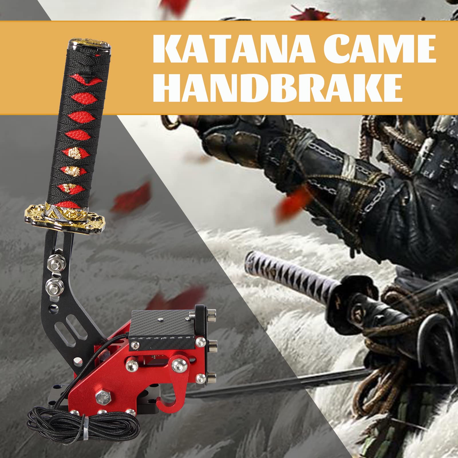 YESHMA 64 Bit USB Katana Handbrake Samurai Sword PC Handbrake & Non-Contact Plus Hall Sensor Compatible With G25/27/29/920 T500 T300,Professional Gaming Peripherals using for Racing Games(15cm Black&Red without Clamp)