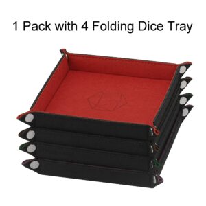 KISLANE Dice Tray 4 Pieces Folding Dice Tray, Felt Dice Tray Holder for DND, RPG, MTG and Other Board Games (Violet, Coffee, Green and Red)