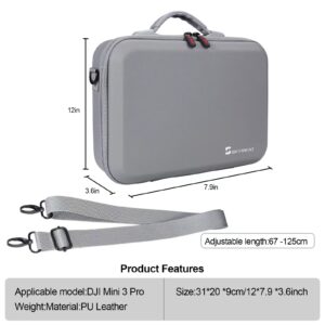 Skyreat Mini 3 / Mini 3 Pro RC Case, Portable PU Leather Storage Shoulder Bag for DJI Mini 3 Pro Accessories