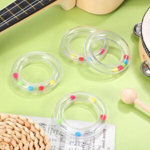 Toyvian 6Pcs Baby Toy Rings, Baby Rattles Plastic Clear Hand Bell Shaker, Rattle Inserts for Baby Toys, Developmental Baby Toy for Early Learning, Newborn Toddler Gifts