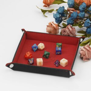 KISLANE Dice Tray 4 Pieces Folding Dice Tray, Felt Dice Tray Holder for DND, RPG, MTG and Other Board Games (Violet, Coffee, Green and Red)