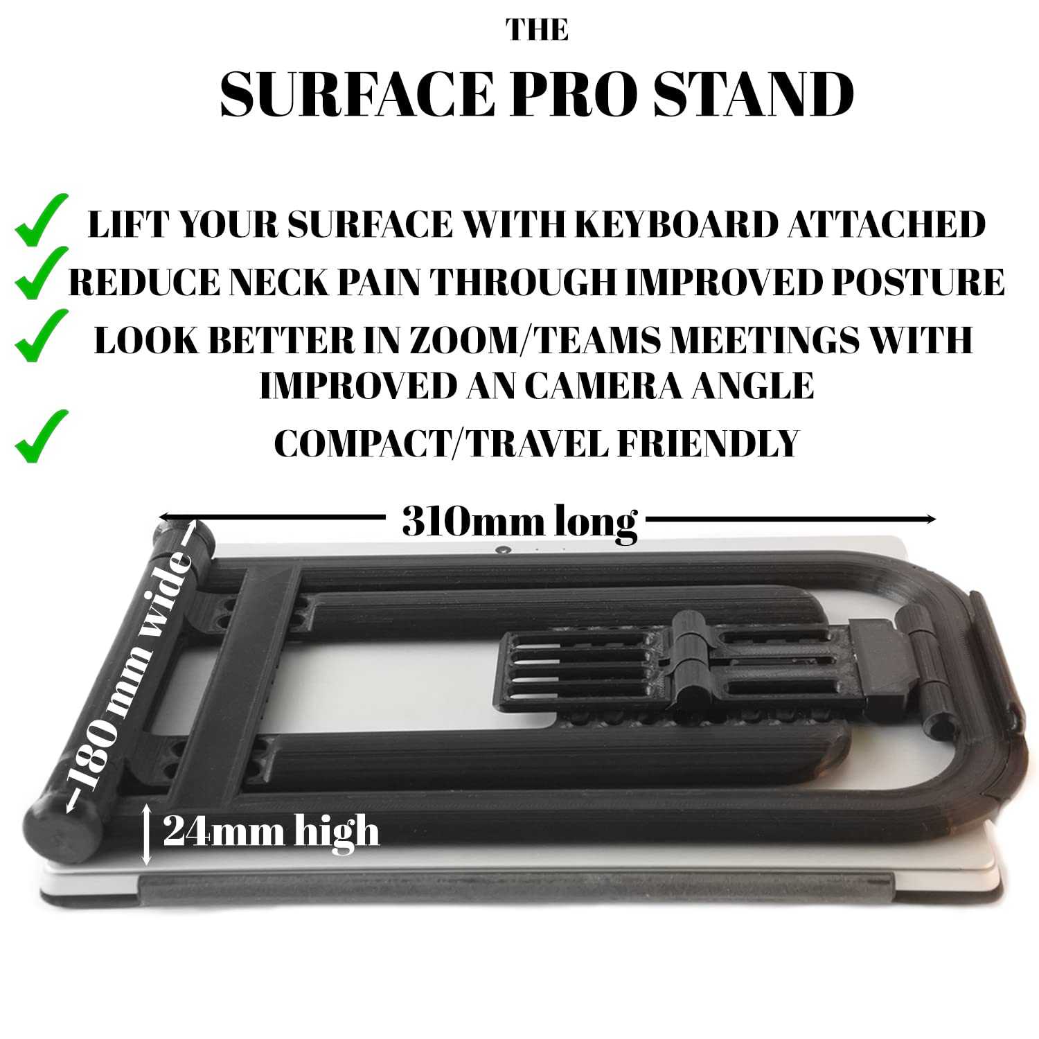 CUTTING EDGE INDUSTRIES SURFACE PRO STAND: Lift your Surface with Keyboard Attached - Reduce Neck Pain, Improve Camera Angle, Portable, Adjustable, Easy to Use