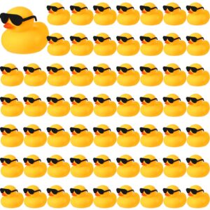 60 pcs rubber duck in bulk with 60 sunglasses, mini yellow rubber duck gifts bath float bathtub toys tiny ducks for cruise holiday baby shower decoration birthday party favors supplies