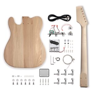 Fistrock DIY Electric Guitar Kit Beginner Kit 6 String Right Handed with Ash Body Hard Maple Neck Rosewood Fingerboard Chrome Hardware Build Your Own Guitar.