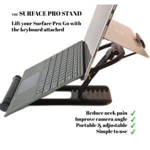 CUTTING EDGE INDUSTRIES SURFACE PRO STAND: Lift your Surface with Keyboard Attached - Reduce Neck Pain, Improve Camera Angle, Portable, Adjustable, Easy to Use