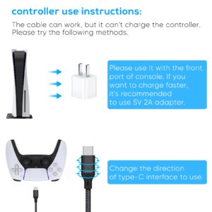 MENEEA 2 Pack 10FT Charger Charging Cable for PS5 Controller and Horizontal Stand for PS5 Console with 4-Port USB Hub