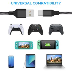 MENEEA 2 Pack 10FT Charger Charging Cable for PS5 Controller and Horizontal Stand for PS5 Console with 4-Port USB Hub