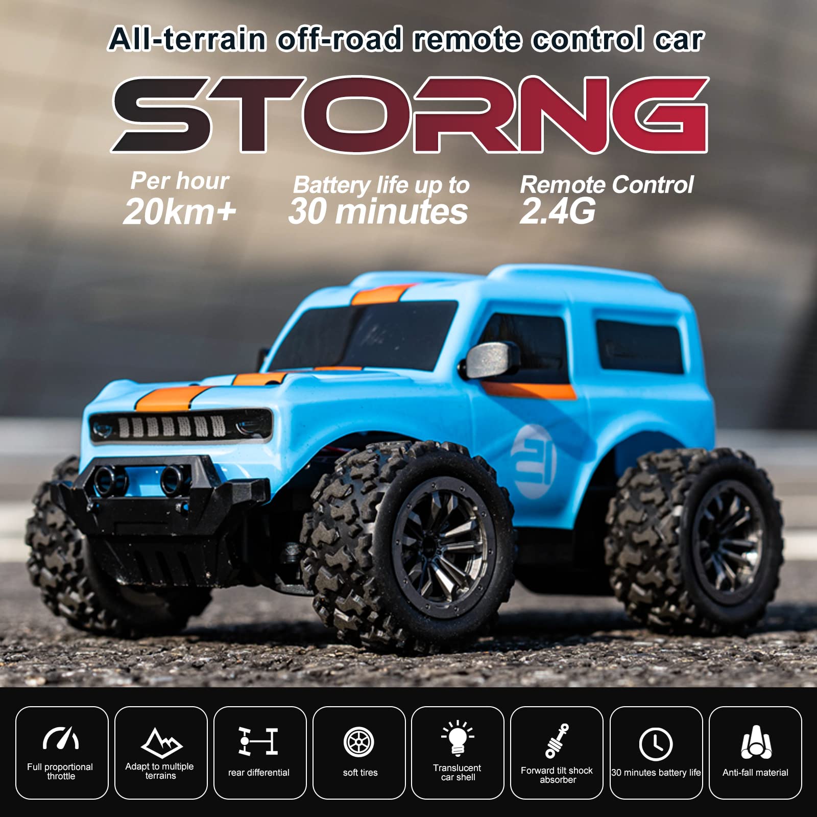 NiGHT LiONS TECH RC Cars for Kids 2WD Remote Control Car 2 Batteries Alloy Monster Trucks 60Mins Play Time Electric Toy Off-Road Crawler Gift for Boys and Girls