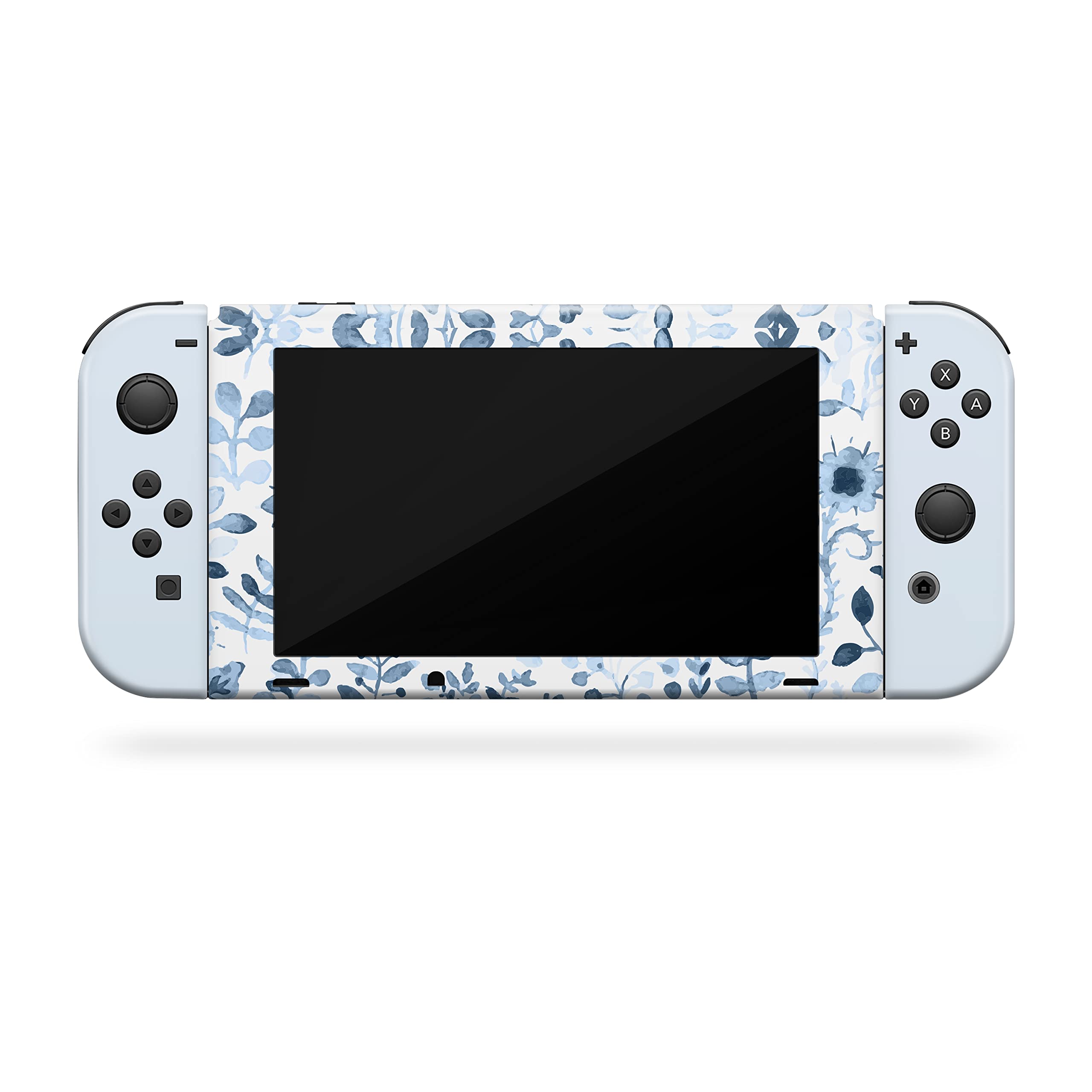 Tacky Design Flowers Skin Compatible with Nintendo Switch Skin Wrap Cover, Blue Color for Nintendo Switch Stickers, Premium Vinyl 3M Full Wrap Decal, Compatible with Joy-Con, Console, Dock.