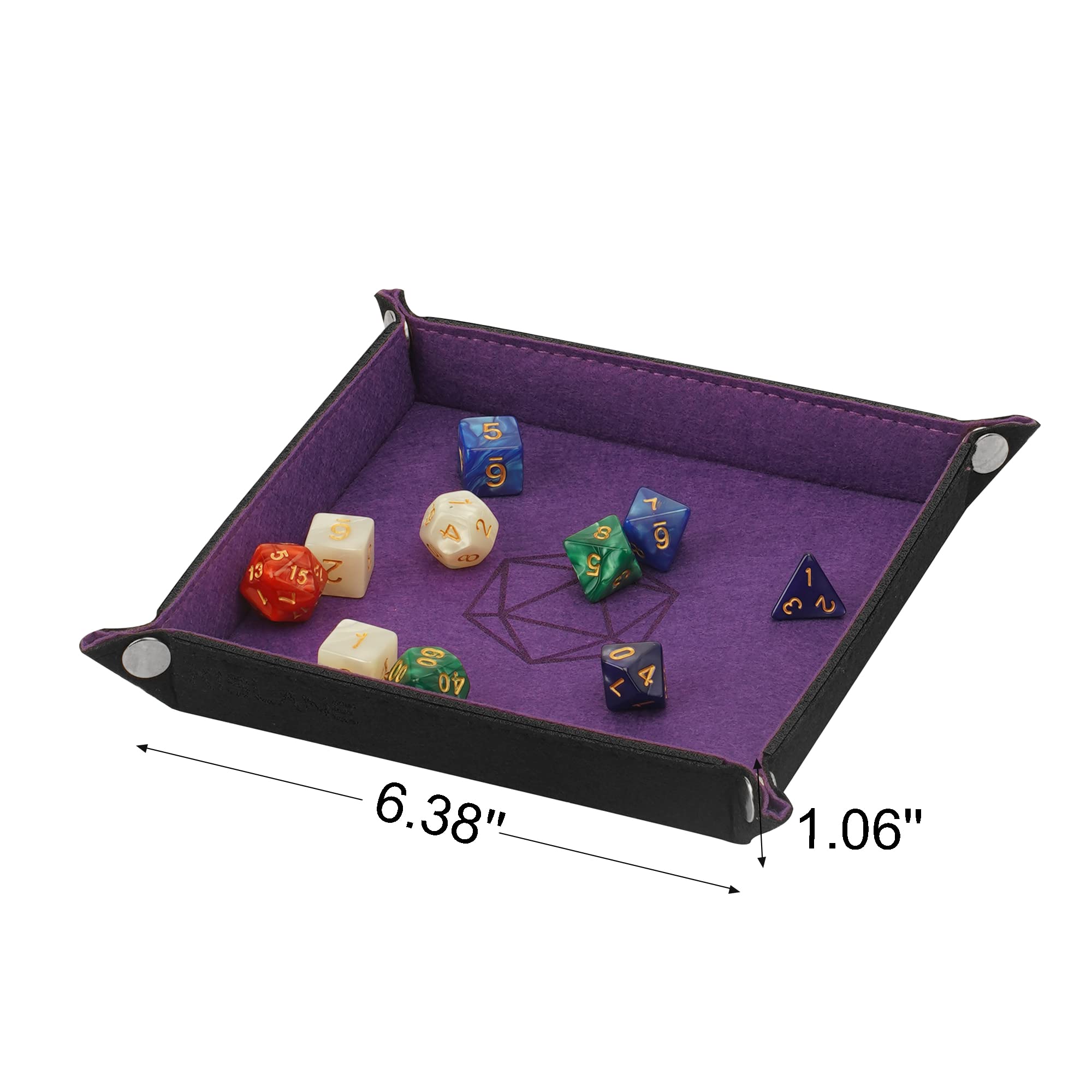 KISLANE Dice Tray 4 Pieces Folding Dice Tray, Felt Dice Tray Holder for DND, RPG, MTG and Other Board Games (Violet, Coffee, Green and Red)