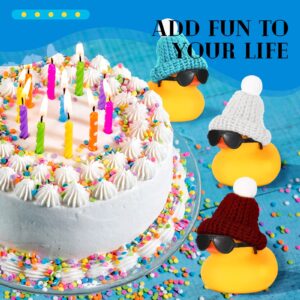 60 Pcs Mini Rubber Duck in Bulk with Sunglasses and Knitting Hats Sets, Yellow Rubber Ducky Valentine Duck Bath Toy Ducks Bathtub Toys for Gift Cruise Classroom Prizes Baby Shower Birthday Party