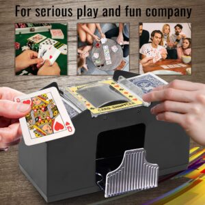 AOPER Automatic Card Shuffler - Electronic Casino Poker Card Shuffling Machine - Battery Operated Plastic Cards Mixer - 4 Deck Playing Cards for Home & Party - 2M USB Line