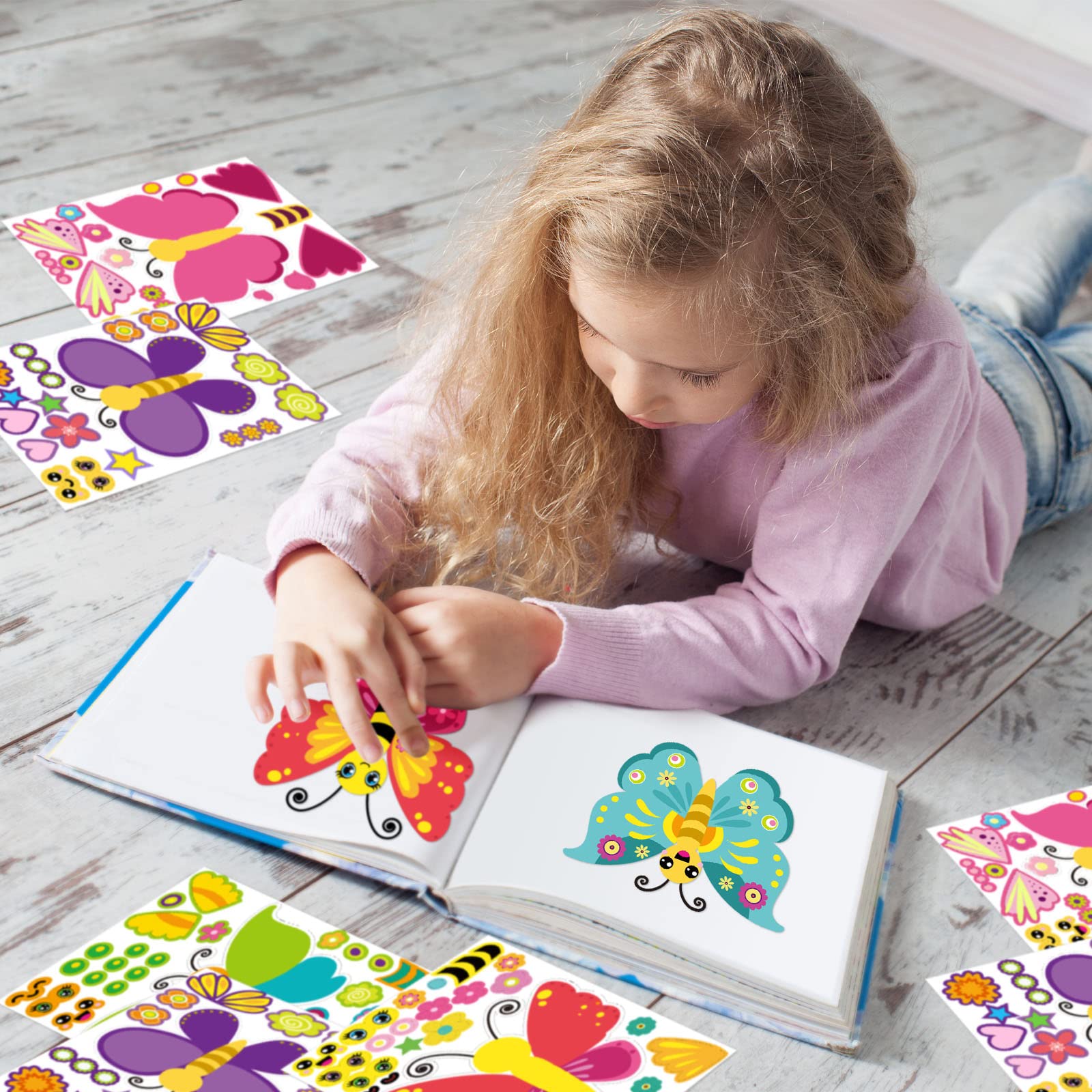 30 Pack Butterflies Stickers for Kids 5 Designs Butterfly Crafts Make a Face Stickers DIY Mix and Match Make Your Own Decals for Festival Gifts Rewards Arts Projects Party Favors Games School Summer