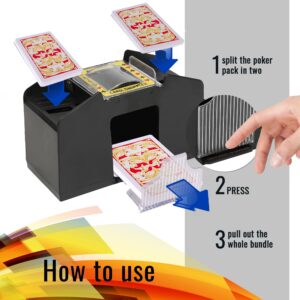 AOPER Automatic Card Shuffler - Electronic Casino Poker Card Shuffling Machine - Battery Operated Plastic Cards Mixer - 4 Deck Playing Cards for Home & Party - 2M USB Line