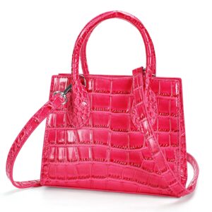 franshion handbags for women，mini purses for women，cute small purse,small crossbody bags for women trendy（pink crocodile print）