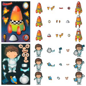 48 Sheets Space Stickers for Kids Planet Make Your Own Stickers Outer Space Sticker Make a Face Astronaut Stickers Solar System Stickers for Birthday Party Favors