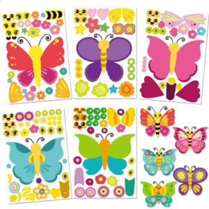 30 Pack Butterflies Stickers for Kids 5 Designs Butterfly Crafts Make a Face Stickers DIY Mix and Match Make Your Own Decals for Festival Gifts Rewards Arts Projects Party Favors Games School Summer