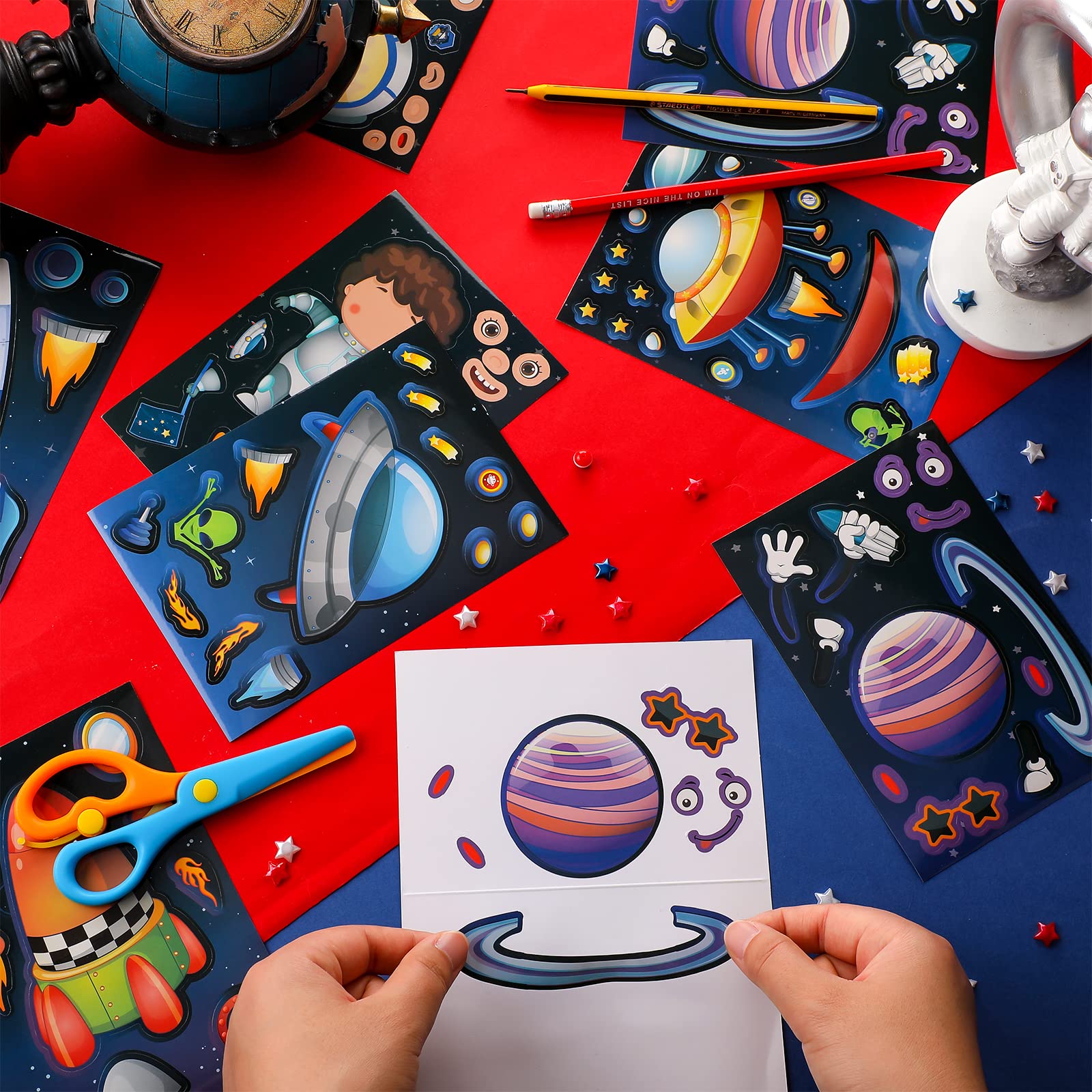 48 Sheets Space Stickers for Kids Planet Make Your Own Stickers Outer Space Sticker Make a Face Astronaut Stickers Solar System Stickers for Birthday Party Favors