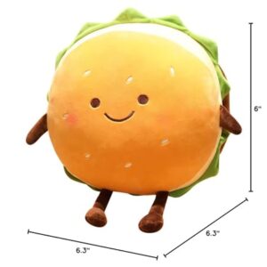 Goylmc Hamburger Plush Toy - Hamburger Stuffed Toys - Cute Food Plush Pillow - Room Decor Holiday Birthday for Kids Boys Girls (6")