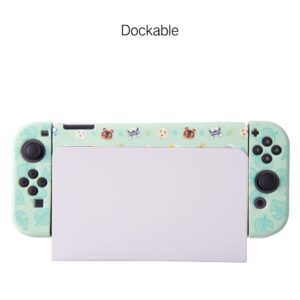 PERFECTSIGHT Protective Case Compatible with Nintendo Switch | Cute Soft TPU Anti-Slip Skin Grip Cover | Hard Shell Dockable Case | Anti-Scratch Shockproof Slim Cover Case Animal Crossing