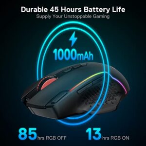 Redragon M810 Pro Wireless Gaming Mouse, 10000 DPI Wired/Wireless Gamer Mouse w/Rapid Fire Key, 8 Macro Buttons, 45-Hour Reliable Power Capacity and RGB Backlit for PC/Mac/Laptop