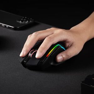 Redragon M810 Pro Wireless Gaming Mouse, 10000 DPI Wired/Wireless Gamer Mouse w/Rapid Fire Key, 8 Macro Buttons, 45-Hour Reliable Power Capacity and RGB Backlit for PC/Mac/Laptop