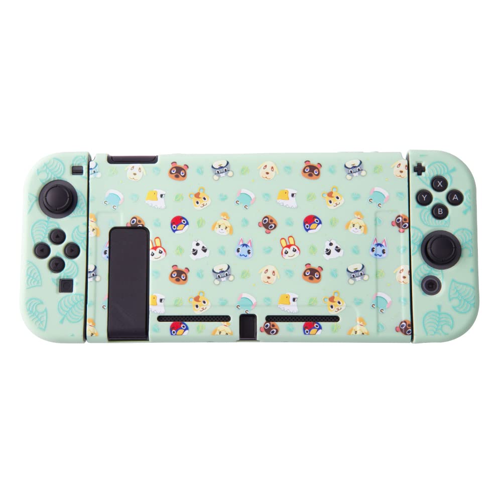 PERFECTSIGHT Protective Case Compatible with Nintendo Switch | Cute Soft TPU Anti-Slip Skin Grip Cover | Hard Shell Dockable Case | Anti-Scratch Shockproof Slim Cover Case Animal Crossing