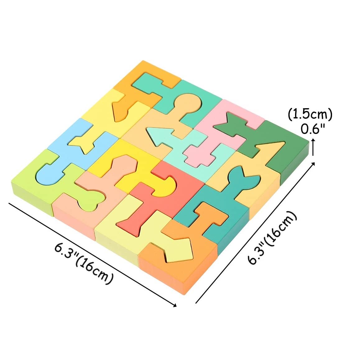 Wooden Shapes Puzzles Blocks Geometric Brain Teaser Montessori Toys Jigsaw 3D Logic IQ Game Shape Sorter Preschool STEM Educational Learning Gift for 3 4 5 6 Year Old Toddlers Kids Boys Girls