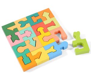 wooden shapes puzzles blocks geometric brain teaser montessori toys jigsaw 3d logic iq game shape sorter preschool stem educational learning gift for 3 4 5 6 year old toddlers kids boys girls