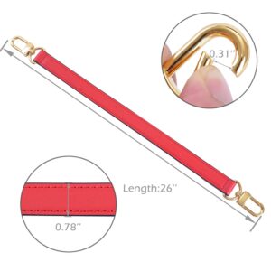 Genuine Leather Plain Strap Replacement Top Handle Leather Strap for Handbag (Red, 26 in)