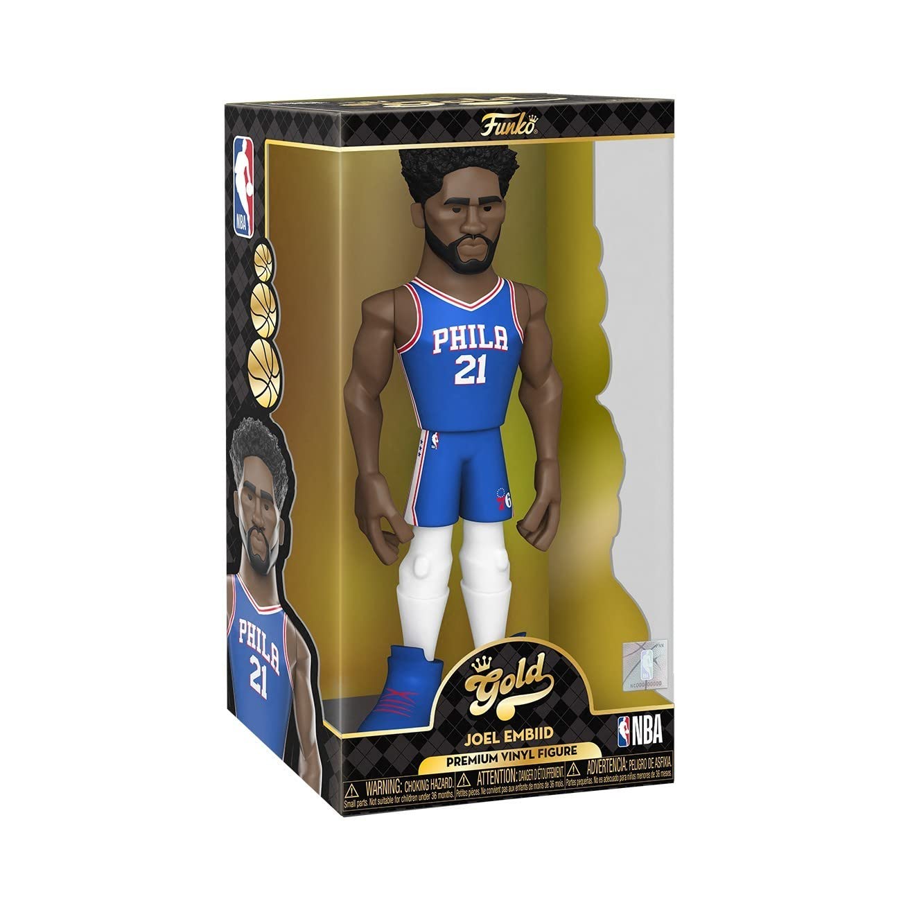 Funko Gold Vinyl: NBA - Joel Embiid, Philadelphia 76ers, 12 Inch Premium Vinyl Figure with Chase (Styles May Vary)