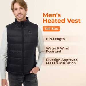 ORORO Men's Tall Size Heated Vest with Battery Pack, Puffer Heating Vest (Charger Not Included) (Black, XLT)