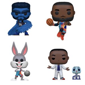 funko pop! movies space jam 2 collectors set- the brow, lebron leaping, bugs bunny dribbling, and al g. rythm with pete buddy