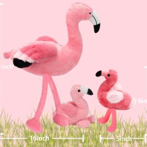 Qpewep 21Inch Flamingo Stuffed Animal Toys with 4 Babies Soft Plush Flamingo Inside Pink Plushie Machine Washable for Kids Birthday Toddlers Kids Zoo Flamingo Party Decor Easter Gift