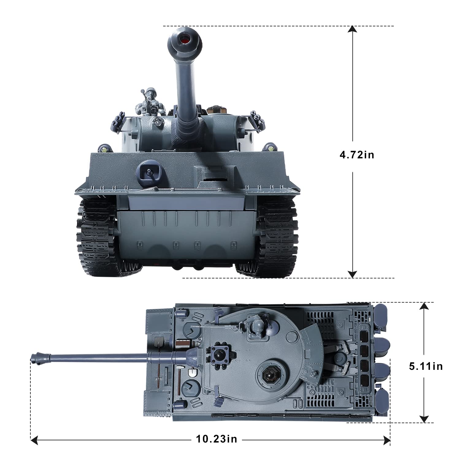 Remote Control Tank, RC WW2 German Tiger Army Tank Toy, 2.4Ghz 9-Channel RC Military Vehicles with Rotating Turret and Sounds, Best for 6 7 8 9 Boys Kids Xmas Military Toys